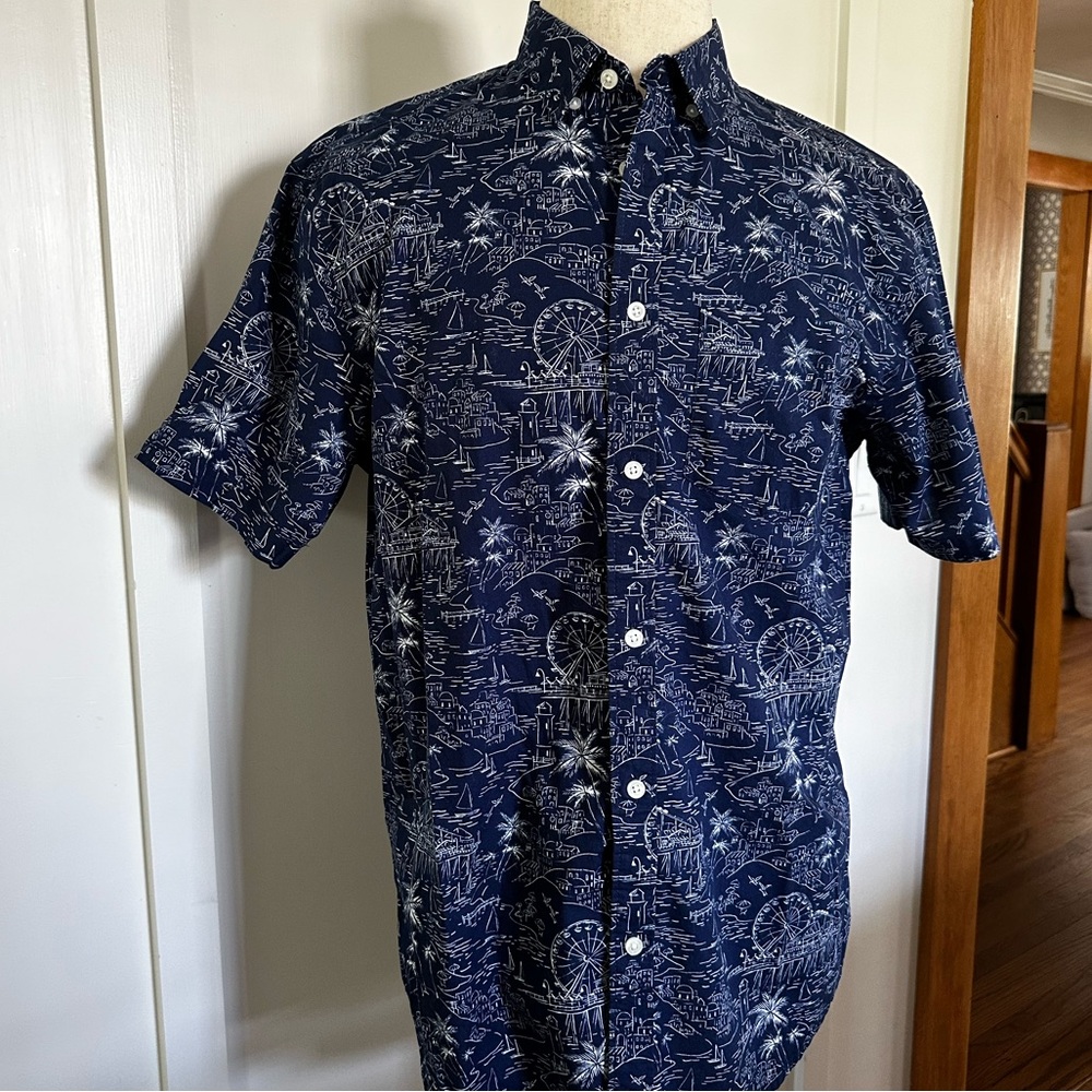 Old Navy Blue Patterned Men's Shirt, Large, EUC